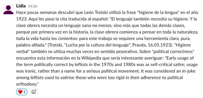 Comentario de Lidia en slack sobre Trotski